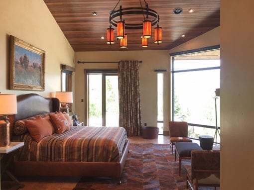 Beautiful bedroom with large windows